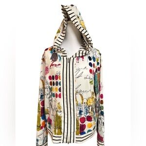 Michael Tyler Wearable Art Vibrant Colors Front Zipper Lightweight Hoodie L